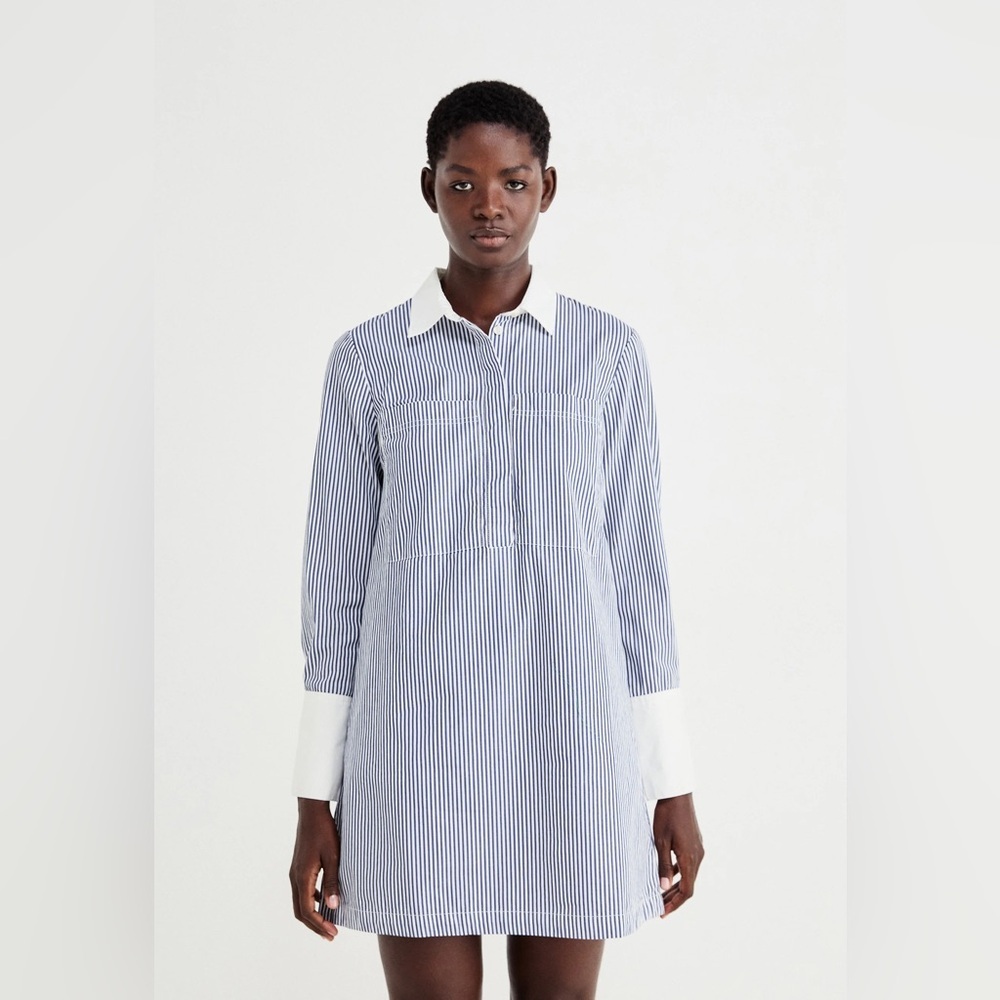 🆕 Gap Organic Cotton Striped Mini Shirtdress Size XL